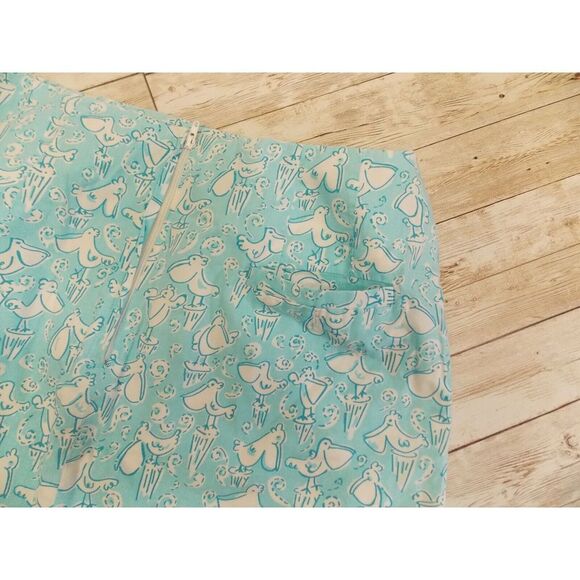 Lilly Pulitzer Vintage Ol Salty Seagull Print Preppy Skirt Sz 6 Blue White - Picture 3 of 7